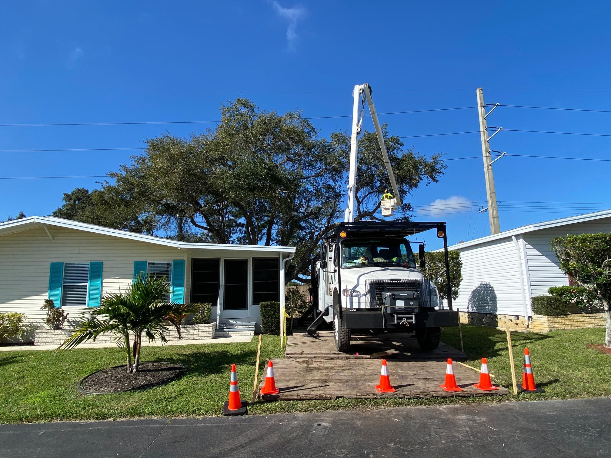 Crew completing residential cleanup